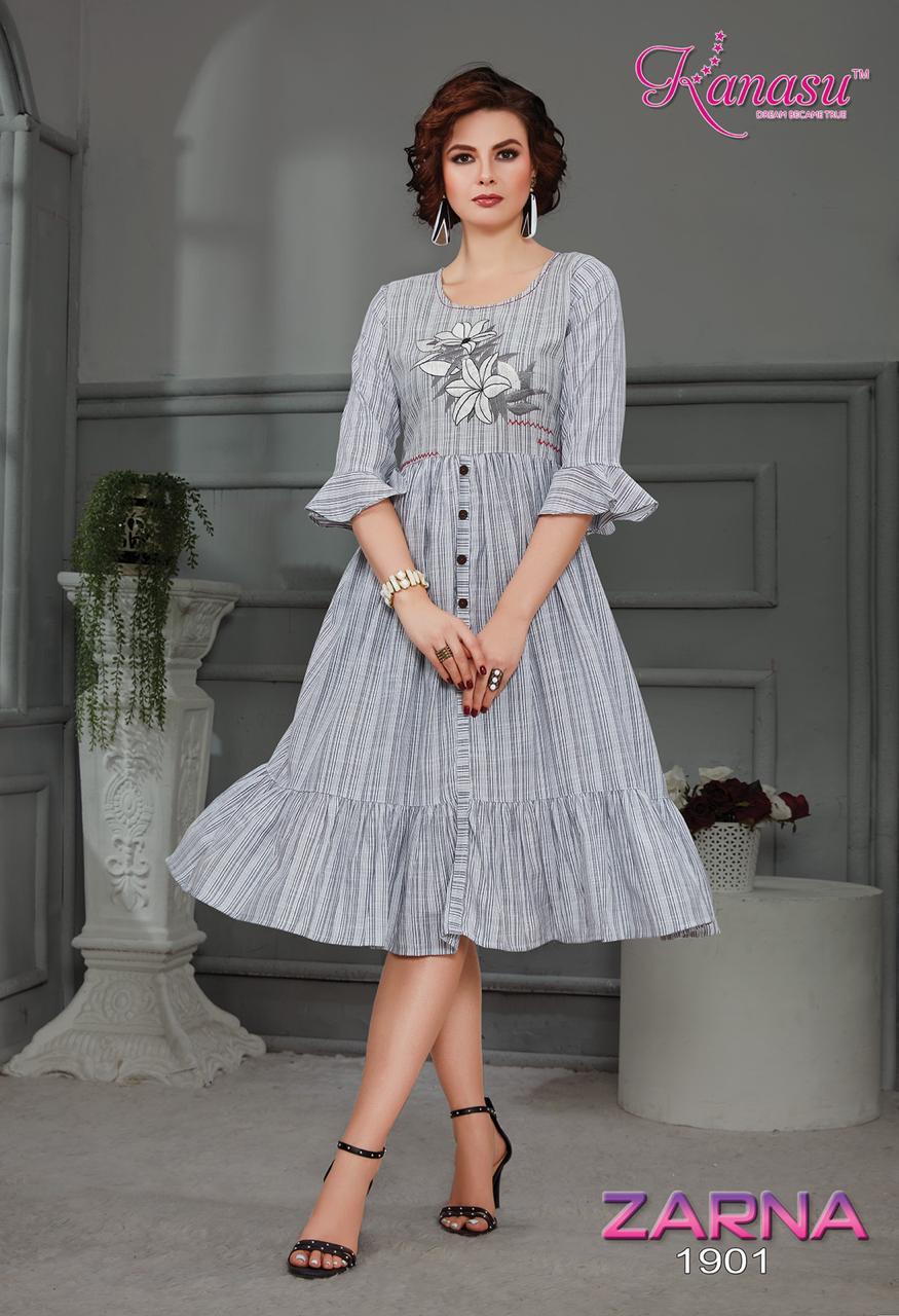 Kanasu Zarna Latest Designer Short Anarkali Kurtis Collection 
