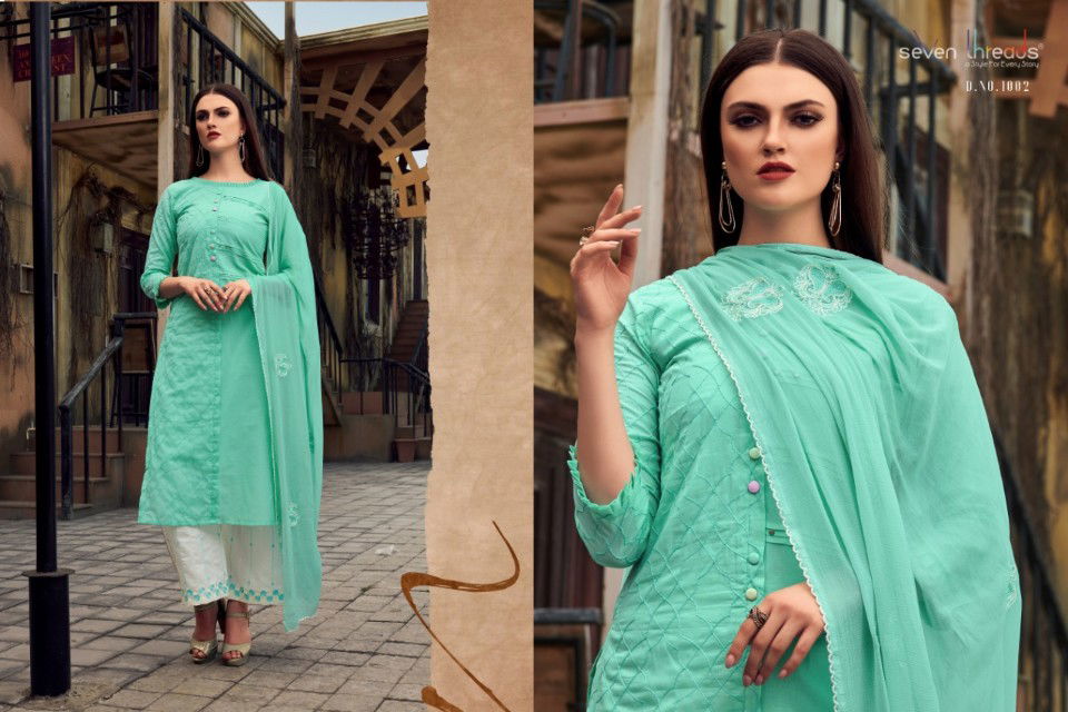 Seven Thread Latest Ready Made Designer Casual Wear Cotton Suit With Naznin Dupatta Collection 