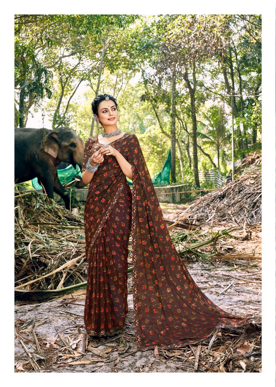 Kashvi Purva Silk Latest fancy Designer Casual Wear Printed Saree Collection
