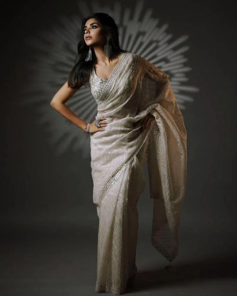 Vt 6030 T Organza Sequence Thread Work Saree Wholesale Suppliers In Mumbai