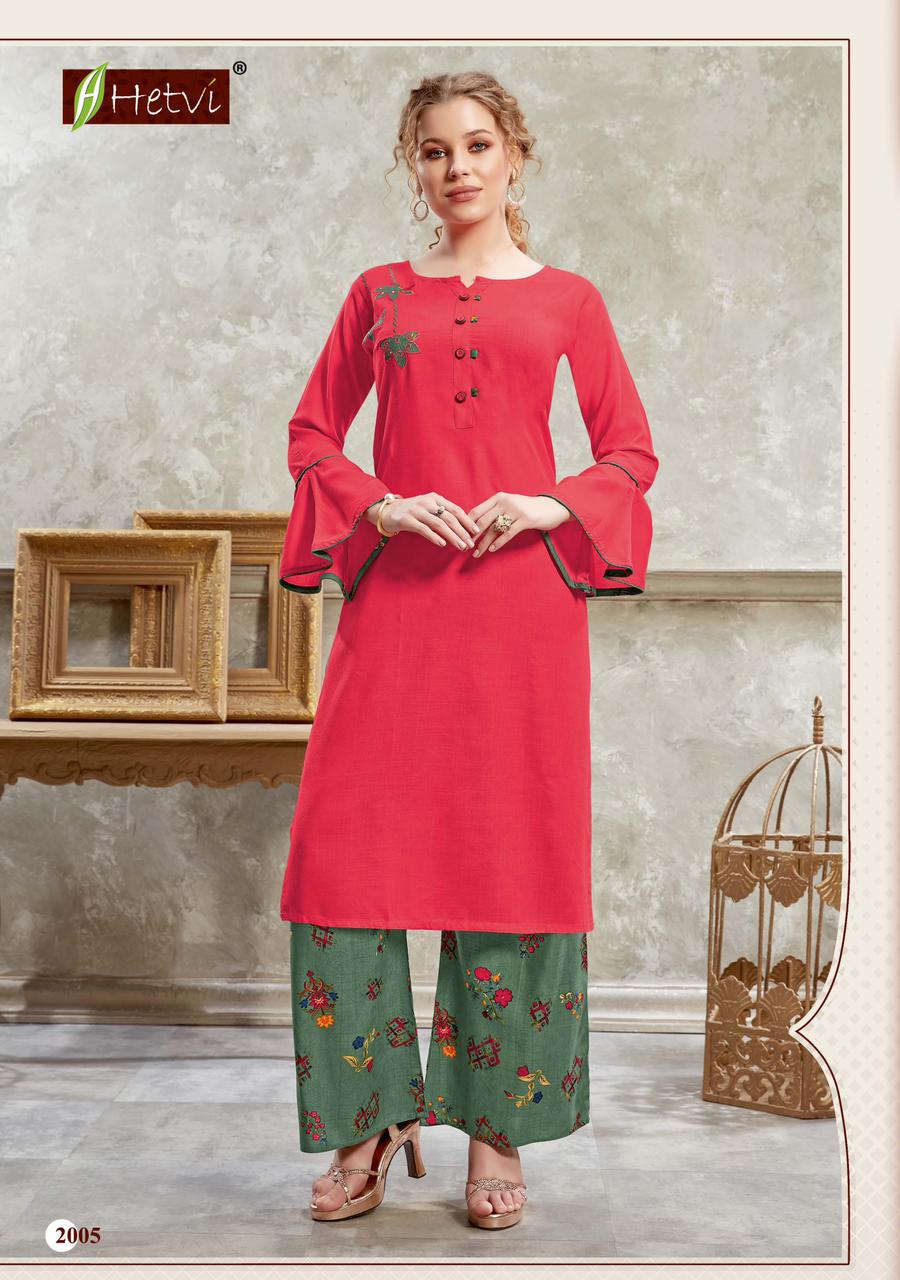 Hetvi Nidhi Ethnic Wear Rayon Designer Printed Kurtis With Bottom Collection