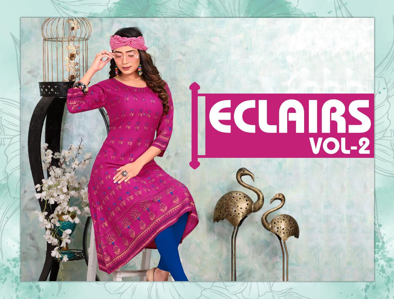TRENDY Eclairs vol 2 Latest Fancy Designer Heavy Casual Wear Rayon Printed Stylish Kurti Collection