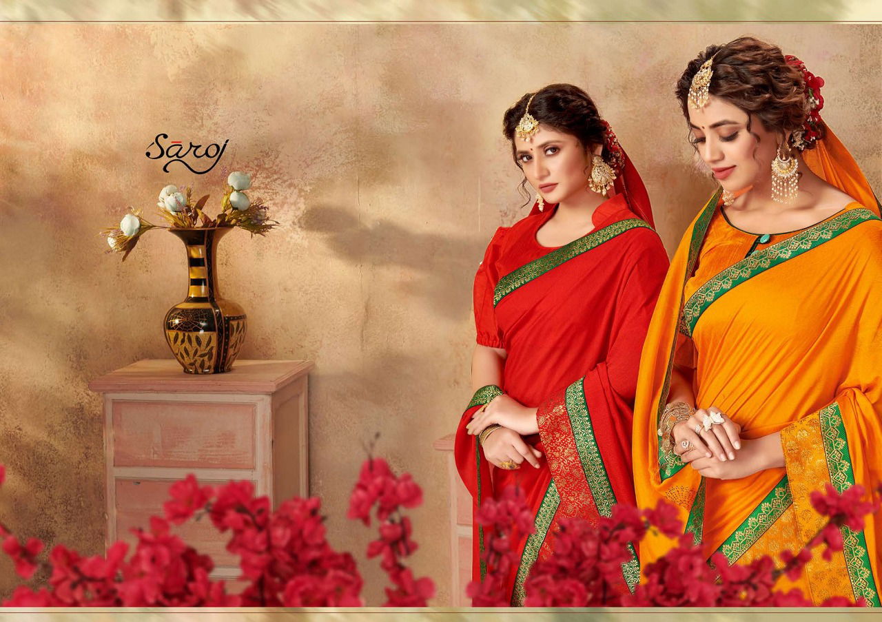 Saroj Gulfar Latest Designer Wedding  Wear Vichitra silk Sarees Collection
