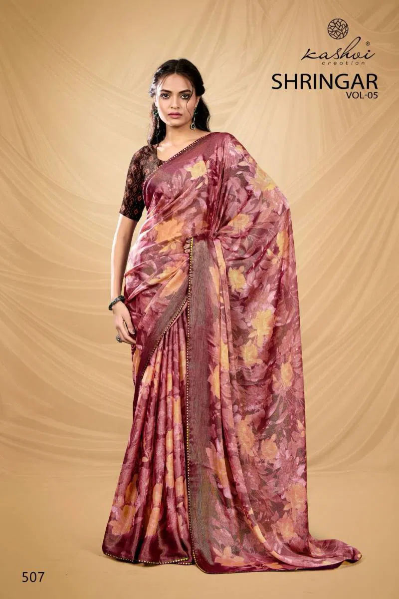 Shringar Vol 5 By Kashvi Brasso With Foil Fancy Saree Wholesale Market In Surat With Price