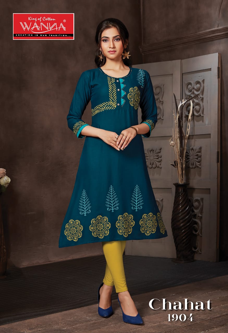 Wanna Chahat Fancy Regular Wear Designer Rayon Printed  Kurtis Collection