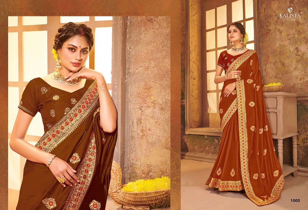 Kalista Shivalika Latest Fancy Festive Wear vichitra silk Embroidery Worked Sarees Collection
