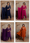 Naisha K 357 A Line Embroidery Work Kurti With Pant And Dupatta Wholesale In India