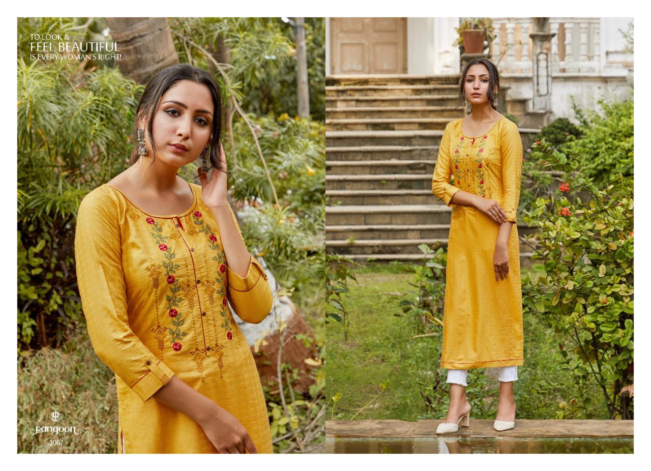 Rangoon Rangat Fancy Ethnic Wear Fancy lining Silk With Fancy Work Designer Kurtis Collection
