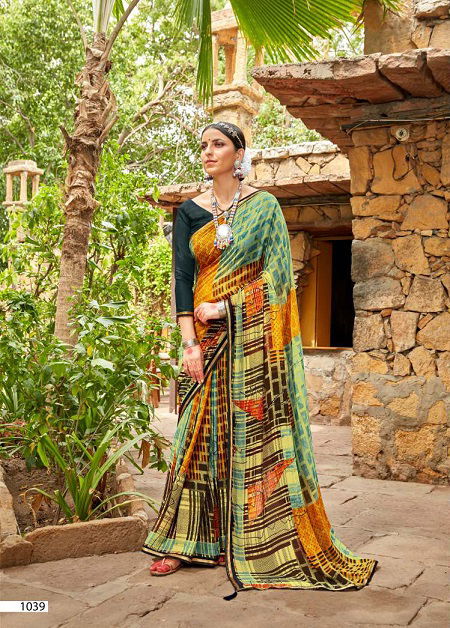 Laxminam Urvi Casual Regular Wear Printed Georgette Designer Saree Collection

