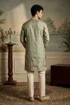 Green Color Outluk Wedding Vol 48 Pure Silk Fabric With Embroidery Work Mens Wear Kurta Payjama W4804