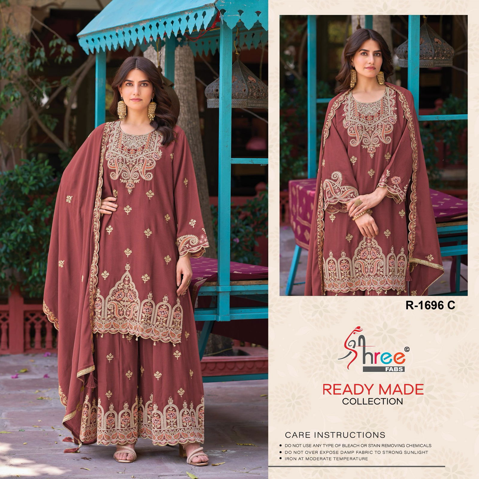 R 1696 By Shree Air Tex Chinon Pakistani Readymade Suits Wholesale In India