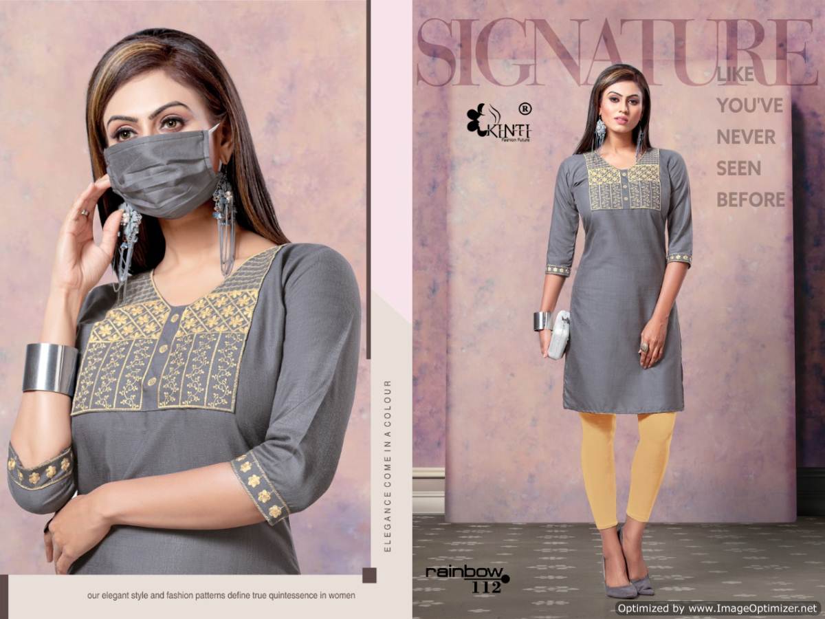 Kinti Rainbow Latest Exclusive Collection Of Designer Short Kurtis With Embroidery Work 
