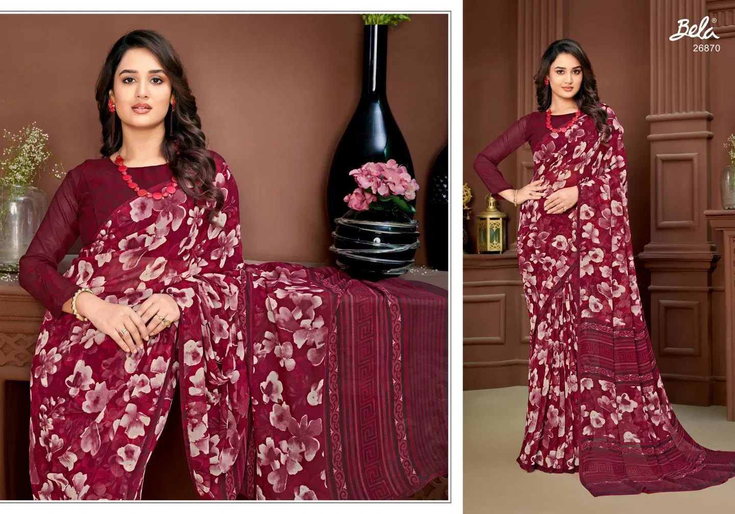 Stella Vol 18 By Bela Georgette Mill Print Saree Wholesalers In Delhi