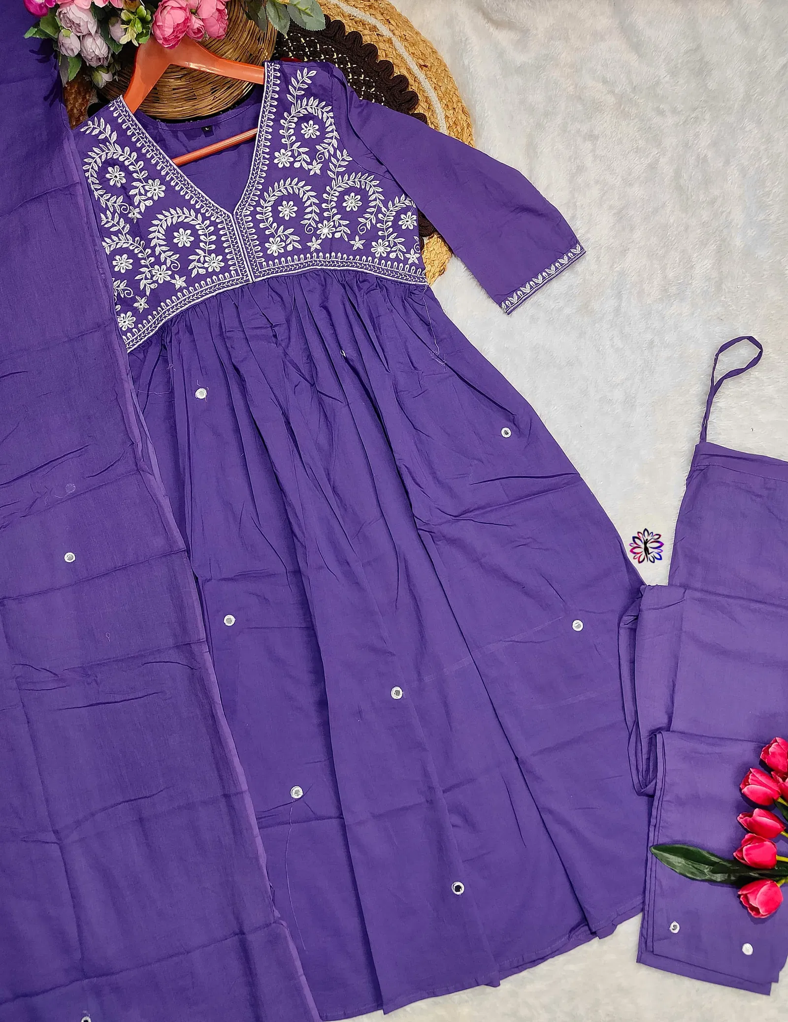 KF Premium Cotton Kalaai Embroidery Kurti With Bottom Dupatta Orders In India
