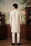 White Color Outluk Wedding Vol 46 Inported Lachka Fabric Embroidered Pintex Work Kurta With Pajama Manufacturers 4609
