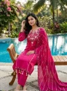 KF 4108 Kalaai Roman Silk Embroidery Kurti With Bottom Dupatta
