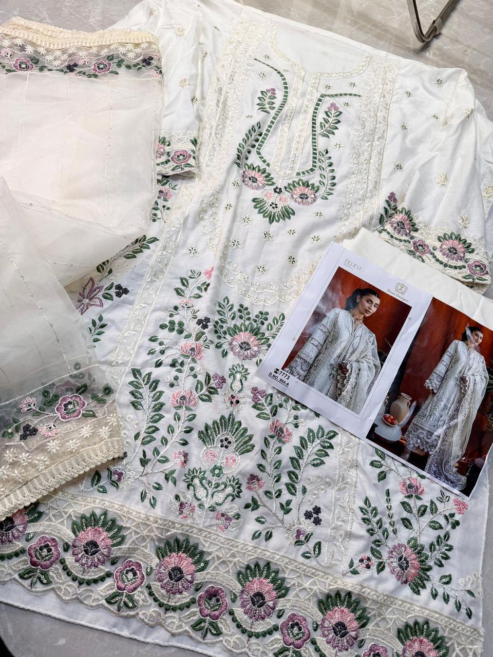 Ziaaz 904 A and B Cambric Cotton Embroidery Pakistani Suits Orders In India