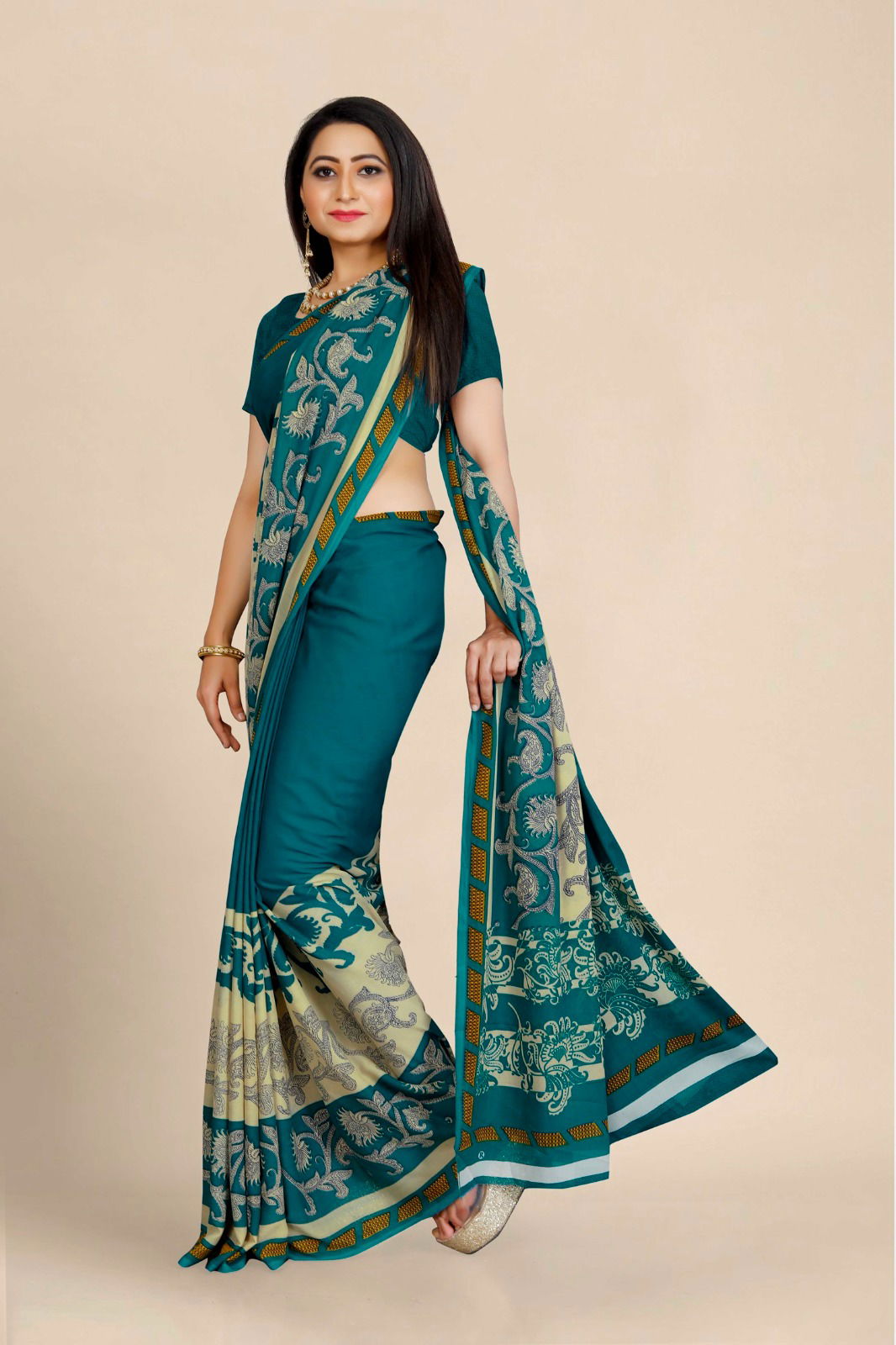 Dhruvi Floral Print Daily Wear Georgette Sarees Catalog