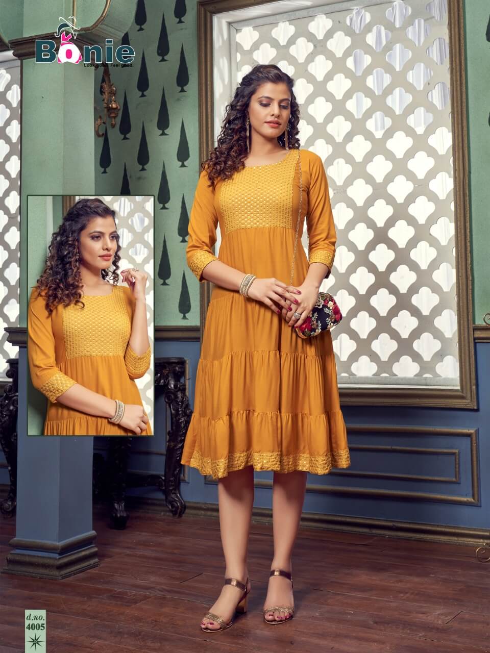 Bonie Fenni Fancy Ethnic Wear Sequence Rayon Designer Latest Kurti Collection
