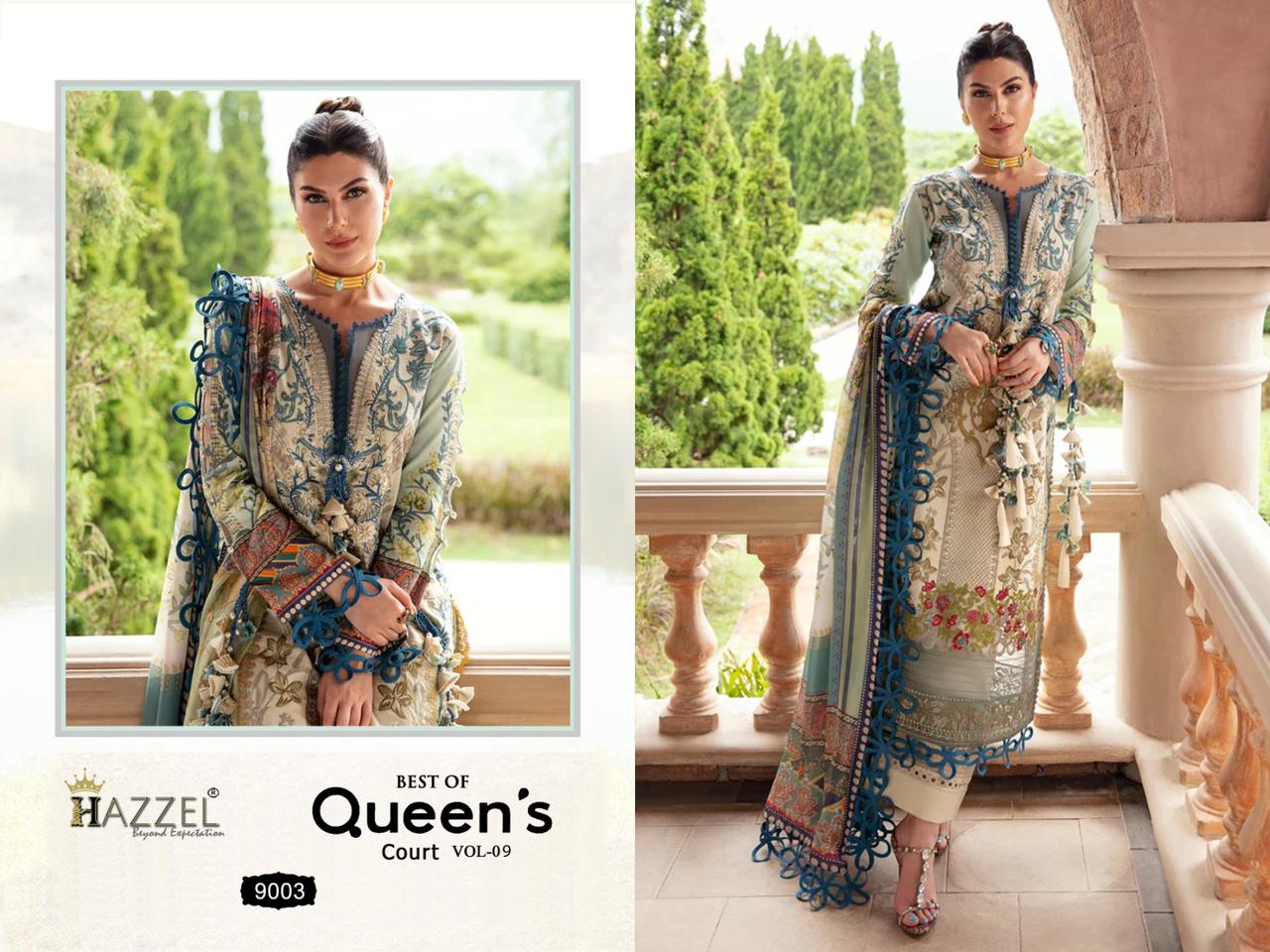 Hazzel Queens Court Vol 9 Cotton Dupatta Pakistani Salwar Suits

