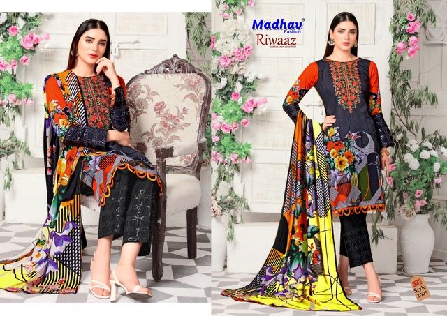 Madhav Riwaaz 3 Casual Daily Wear Cotton Karachi Printed Dress Material