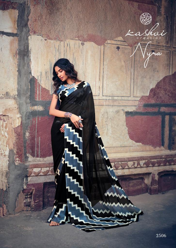 KASHVI NYRA Latest Fancy Festive Wear Weightless Satin Patta With Satin Blouse Saree Collection