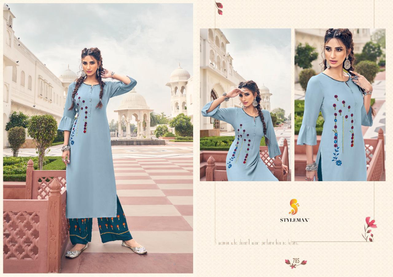 Stylemax Ananya 6 Latest Designer Fancy Ethnic Wear Rayon Worked Kurti With Bottom Collection
