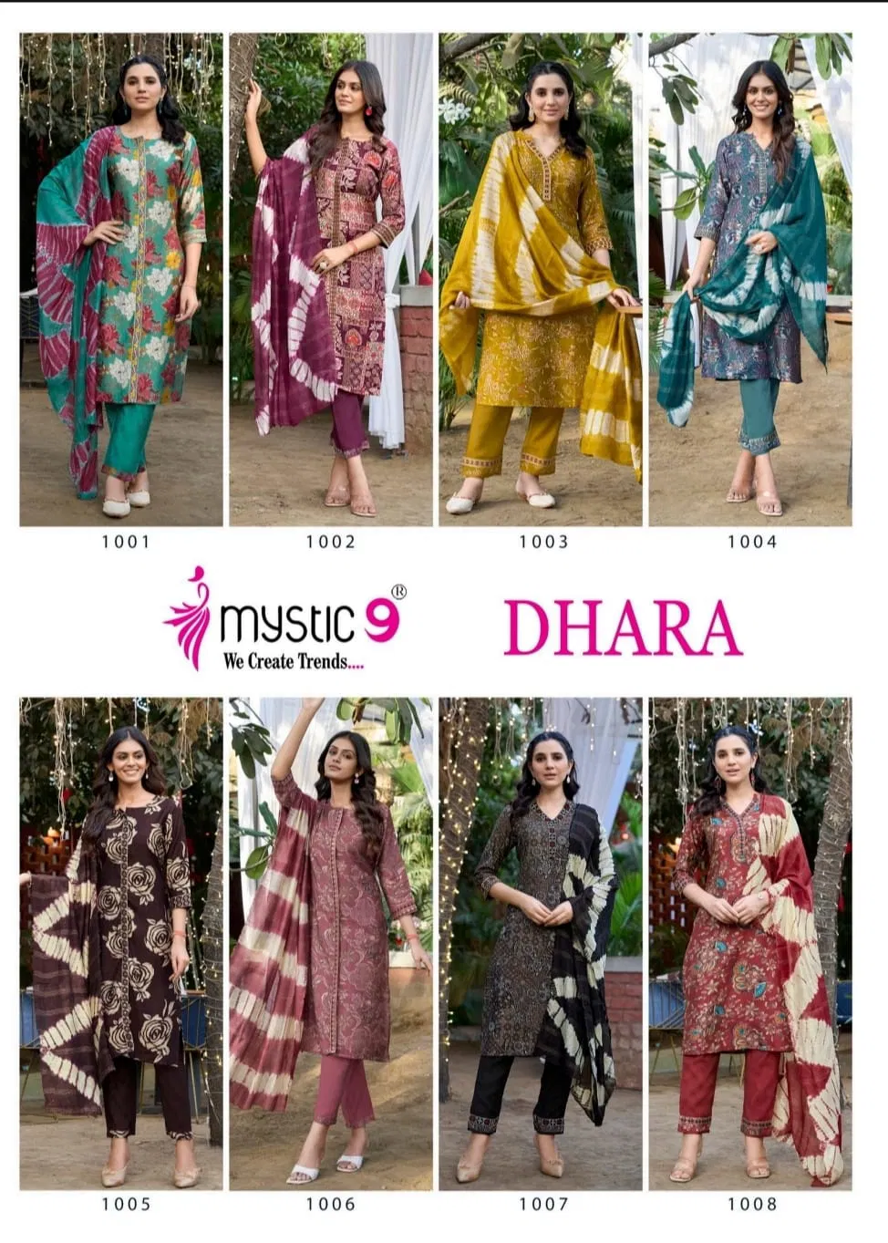 Dhara Vol 1 By Mystic 9 Vertican Printed Kurti With Bottom Dupatta Wholesale Online