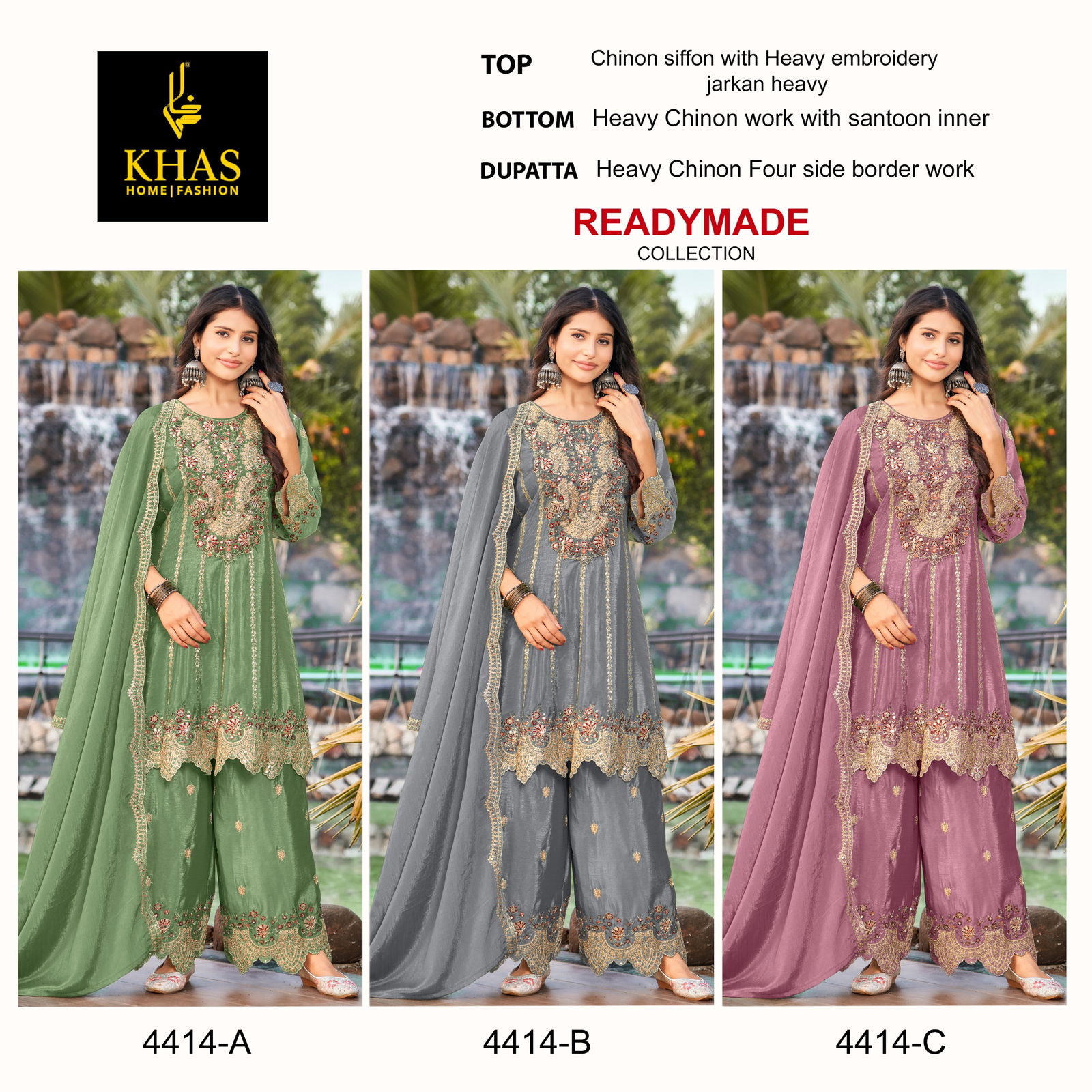 4414 Khas Chinon Zarkan Pakistani Readymade Suits WholesalersIn Delhi