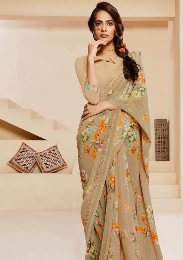 Shangrila Kamini Vol-14 Launch Latest Designer Daily Wear Georgette Saree With Kalakari Border 