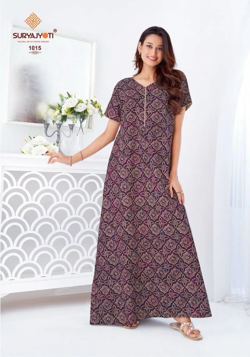 Pearl Vol 1 By Suryajyoti Cotton Printed Nighty Gown Wholesale Market In Surat