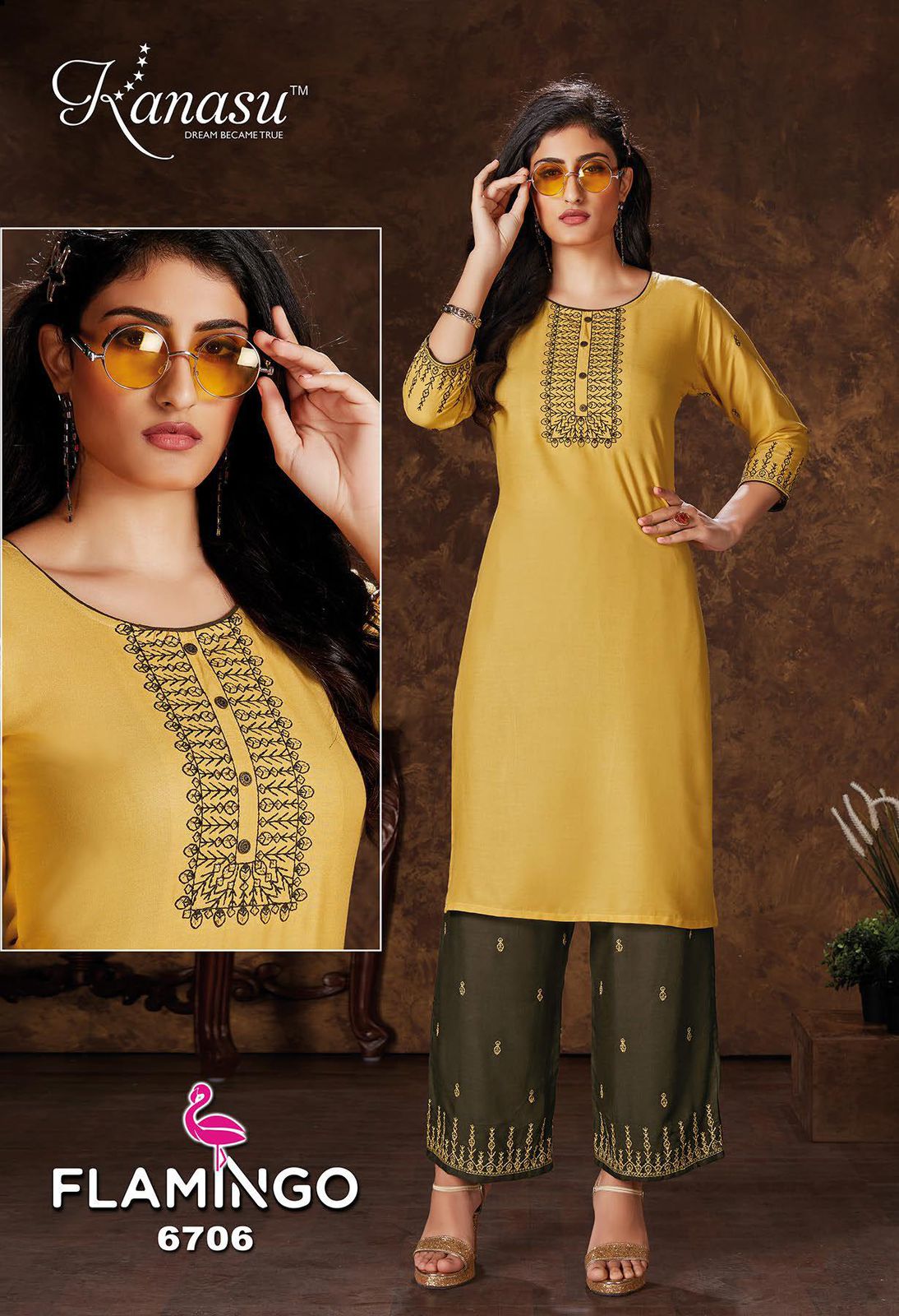 Kanasu Flaamingo 2 Designer Ethnic Wear Rayon Kurti With Bottom Collection