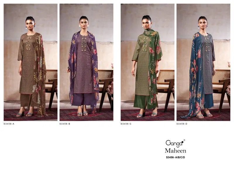 Maheen By Ganga Cotton Printed Embroidered Salwar Suit Exporters In India