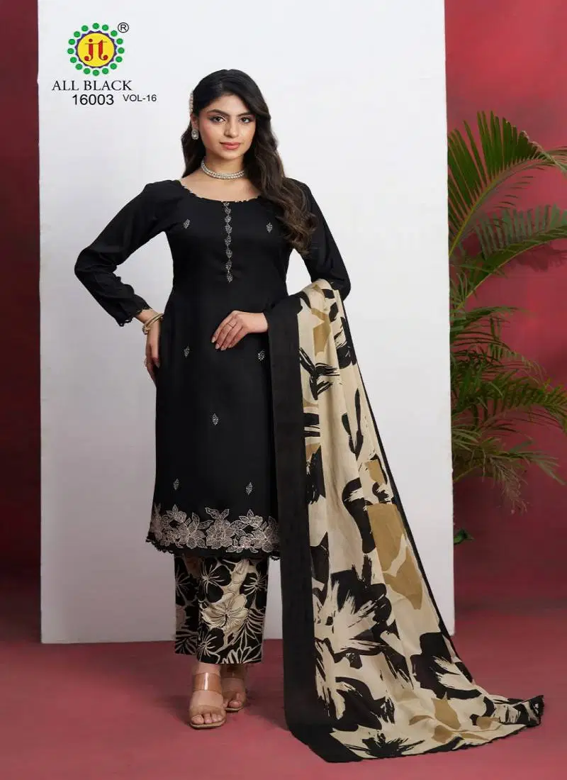 All Black Vol 16 By Jt Rayon Embroidered Dress Material Wholesale Shop In Surat