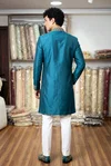 Blue Color Outluk Wedding Vol 46 Roman Silk Embroidered Pintex Work Kurta With Pajama Manufacturers 4608