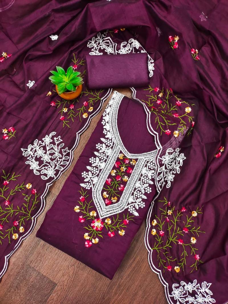 Color Set 9061 Chanderi Cotton Fancy Dress Material Exporters In India