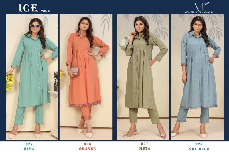 Ice Vol 2 By Moksh Rinkal Cotton Kurti With Bottom Wholesalers In Delhi