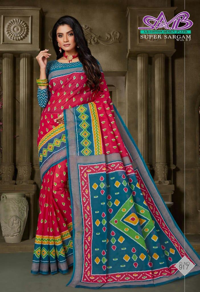 A.B Super Sargam Latest Regular Wear Cotton weaving Designer Printed Sarees Collection