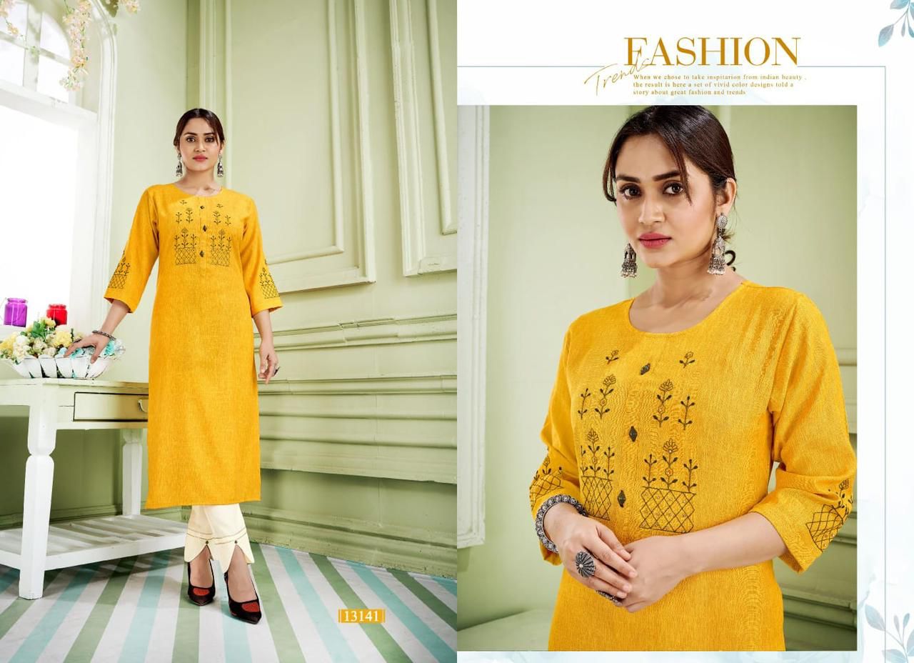 Kalaroop Janjar Designer Ethnic Wear Rayon New Designer Kurti Collection