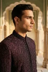 Maroon Outluk Vol 144 Designer Heavy Armani Mens Indo Western 14403 