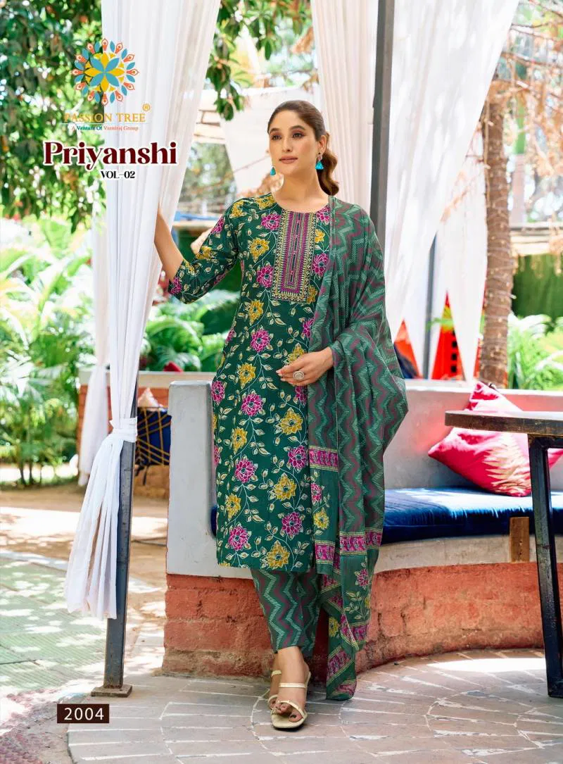 Priyanshi Vol 2 By Passion Tree Straight Cotton Readymade Suits Wholesalers In Delhi