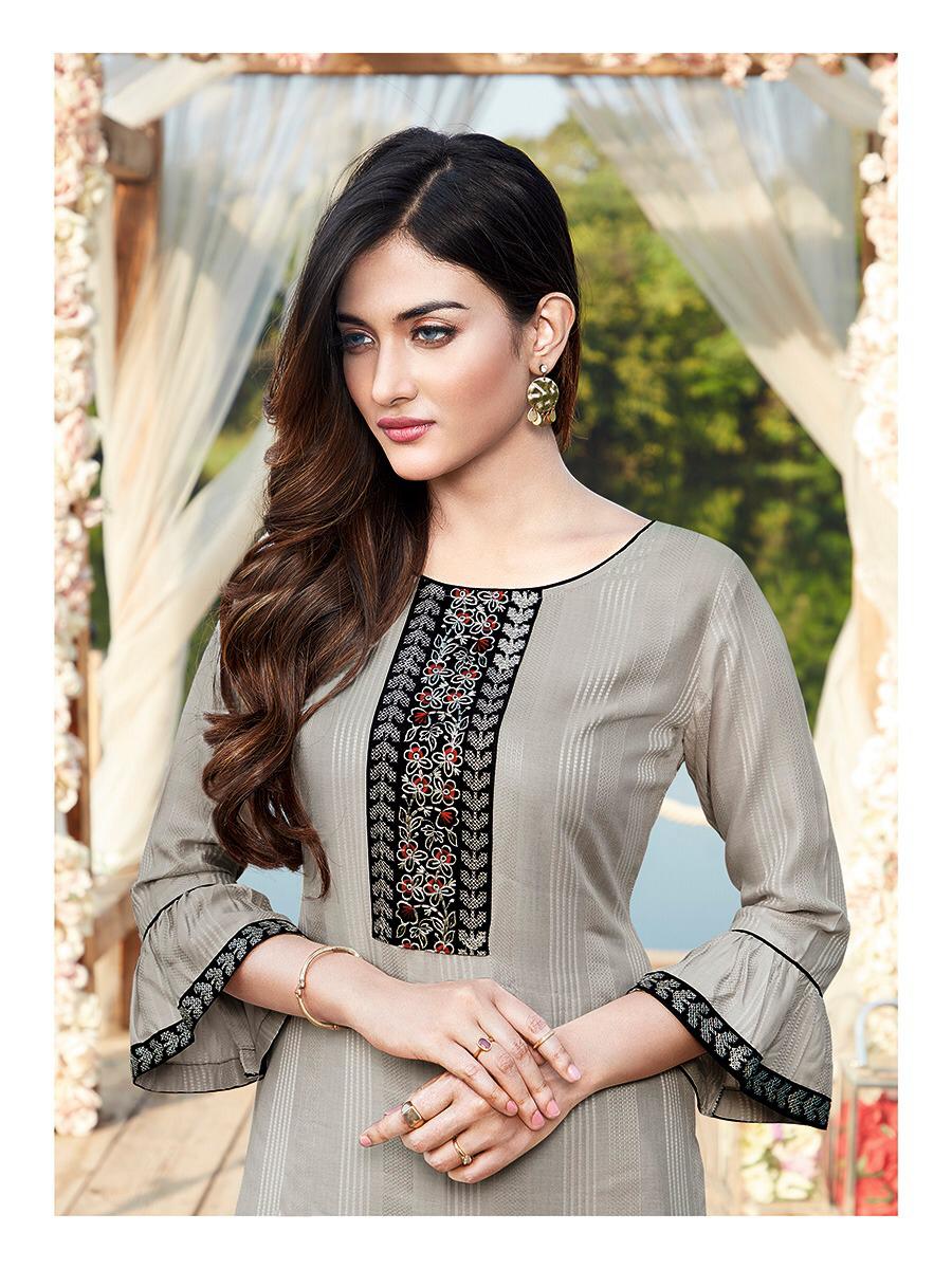 Manas Hirwa 2 Latest Designer Collection Ethnic Wear Rayon Embroidery Work Straight Kurti With Bottom 
