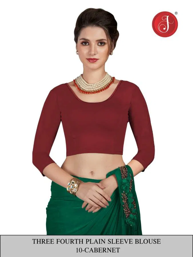 Jelite Latest Circle Neck With Three Fourth Hand Pain Blouse Collection 