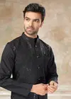 Black color Outluk Wedding Vol 49 Pure Viscose Mens Modi Jacket Kurta Pajama 4904 