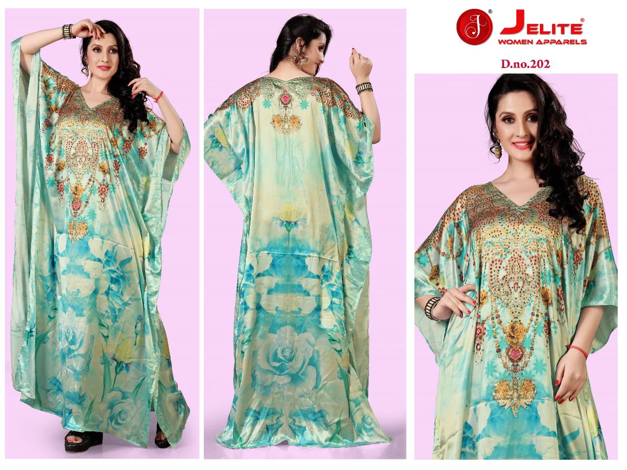 Jelite Unique Design Digital Printed Satin Kaftan Collection