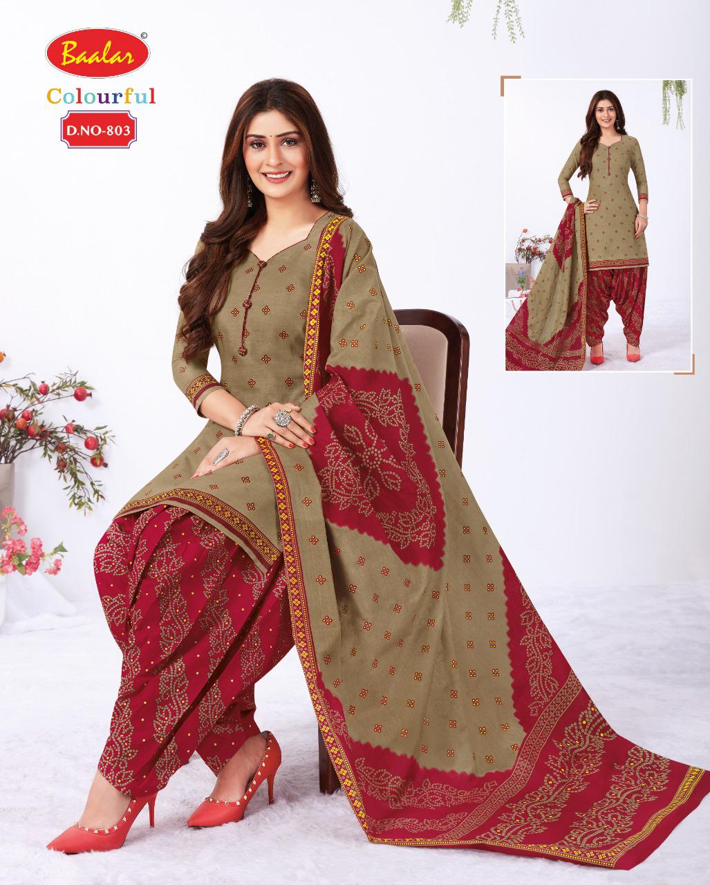 Baalar Colourful 8 Latest Fancy Regular Wear Cotton Printed Readymade Salwar Suit Collection
