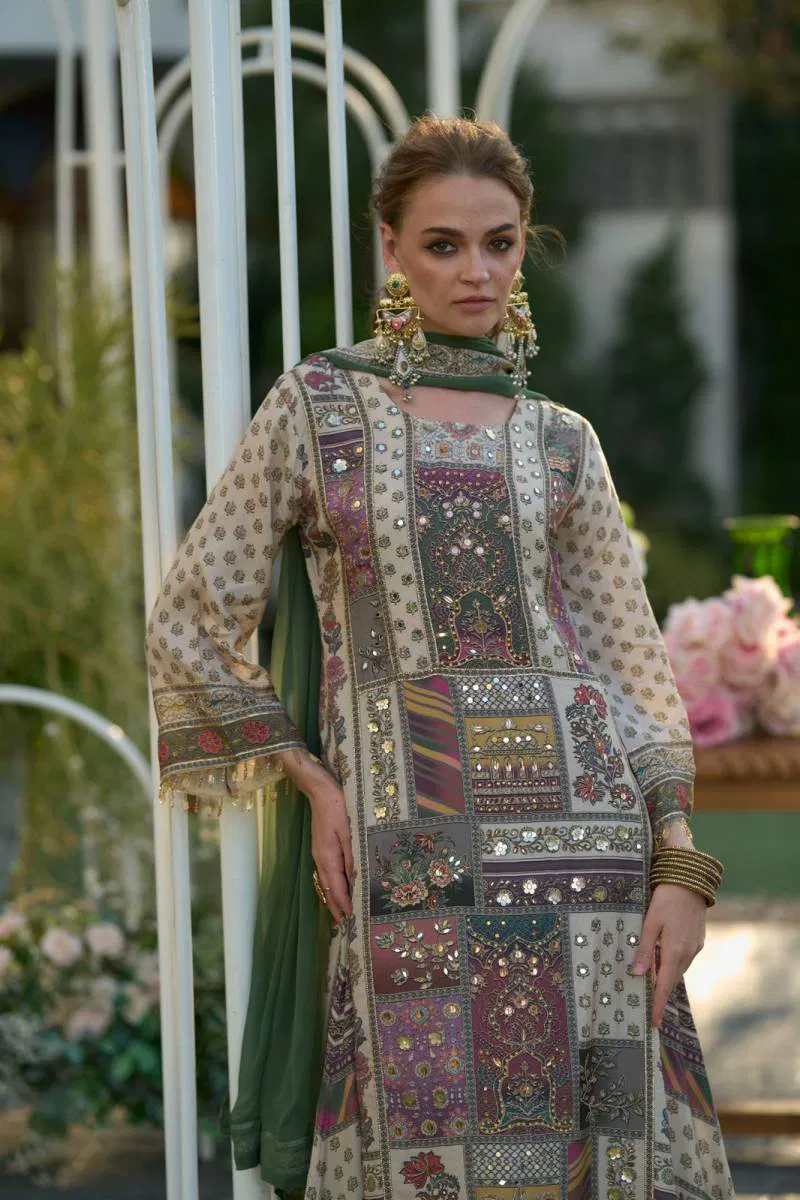 Tanyaa P 360 Natural Crepe With Mirror Work Readymade Suit Suppliers In India