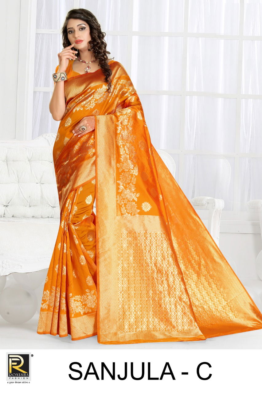 Ronisha Sanjula latest  Fancy Designer Festive Wear Heavy Silk Saree Collection
