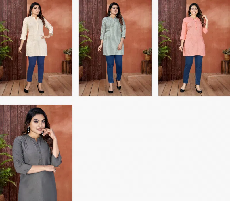 Nina F 02 Mix Cotton Fancy Short Kurti Wholesale In India