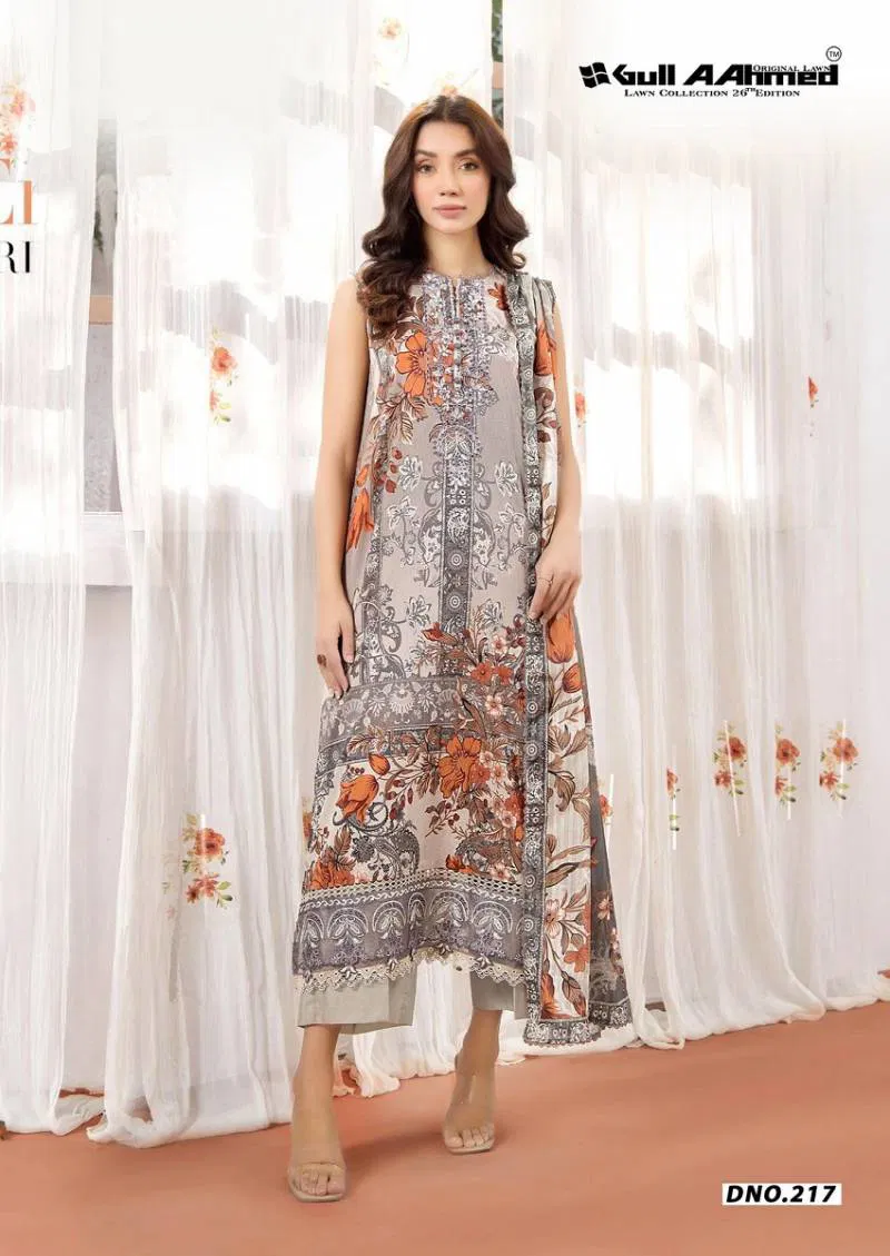 Gull A Ahmed Lawn Vol 26 Cotton Printed Kurti Bottom With Dupatta Online Wholesale